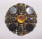 Scottish blood stone, brass & cairngorn brooch