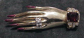 Coro 'Friendship" bejeweled hand brooch