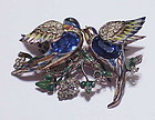 CoroCraft sterling vermeil Bill & Coo lovebirds  duette