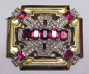 McClelland Barclay Deco ruby brooch