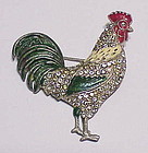 Coro enamel perfume pocket rooster brooch