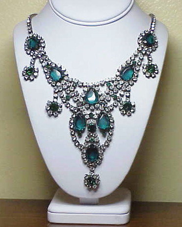 Juliana faux pear shape emerald & rhinestone necklace