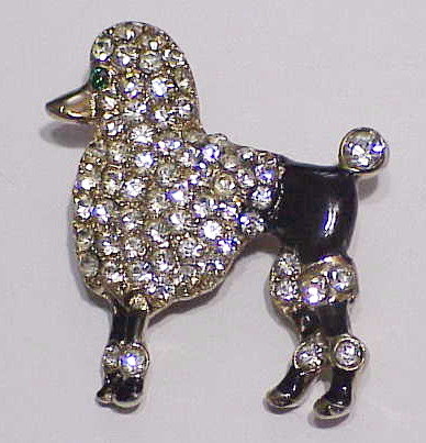 Ernest Steiner pave & black enamel poodle dog brooch