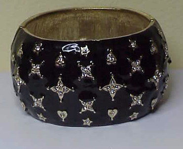 Kenneth Jay Lane "Starlight" cuff bracelet- black