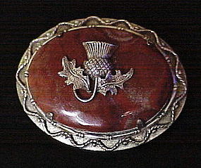 Scottish BANDED AGATE brooch with Scottish thistle &