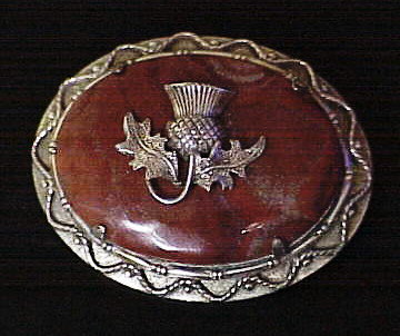 Scottish BANDED AGATE brooch with Scottish thistle &amp;