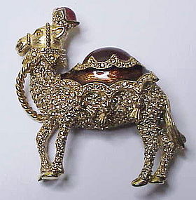 Ciner jeweled enameled camel brooch- large & super