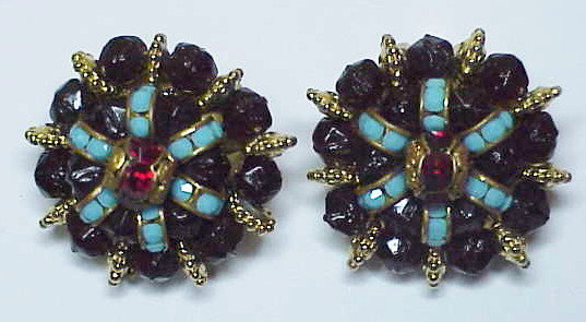 Hattie Carnegie Jewels of Fantasy clip button earrings