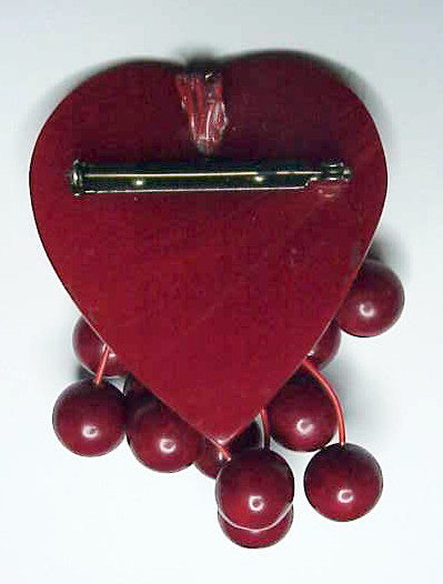 Bakelite heart pin with 12 berries