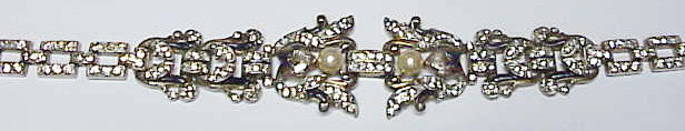 Trifari 'Empress Eugenie' pave & pearl floral bracelet