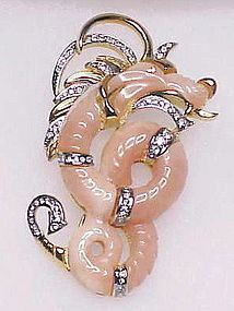 Hattie Carnegie  coral dragon brooch