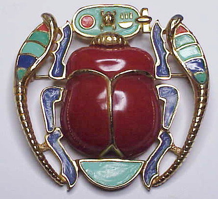 Carnegie Egyptian Revival scarab brooch / pendant
