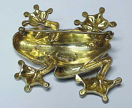 Corocraft sterling gold &amp; enamel tree frog brooch