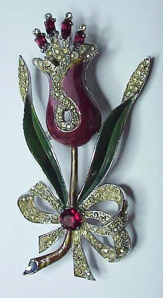 Coro  'A. Katz' tulip brooch- 4 1/8&quot;