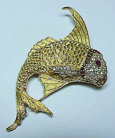 Ciner fish brooch  with great texture and rhinestones..