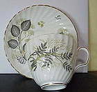 Adderly gray & green leaves,  gold trim cup & saucer