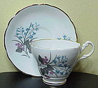 Regency blue floral Adderly  leaves scallop cup saucer