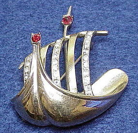 'John Caianiello' sterling Viking ship brooch