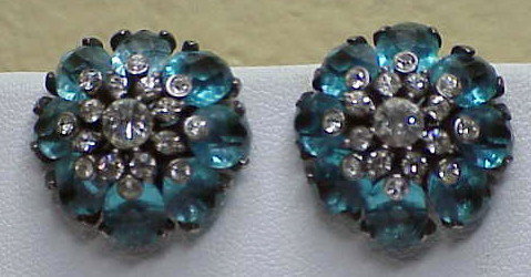 Pennino sterling  blue & clear rhinestone earrings