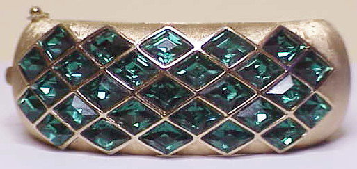 Trifari emerald Harlequin bangle bracelet