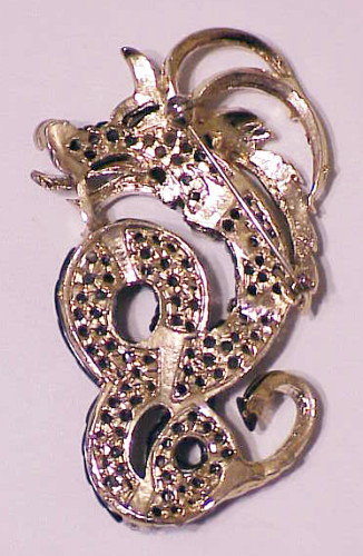 Hattie Carnegie ebony  dragon brooch