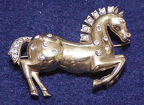 Trifari 'Alfred Philippe' gold tone prancing horse pin