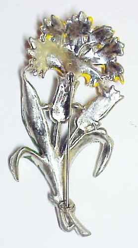 Trifari KTF  enamel carnation brooch- yellow-unmarked