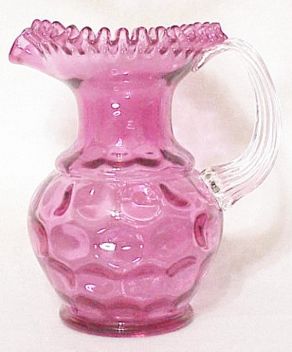 Fenton cranberry inverted coin dot pitcher