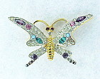 Jomaz multi color rhinestone butterfly brooch