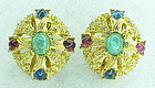Ciner gold tone jewels of India earrings