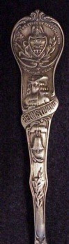 Sterling souvenir spoon: State of Pennsylvania