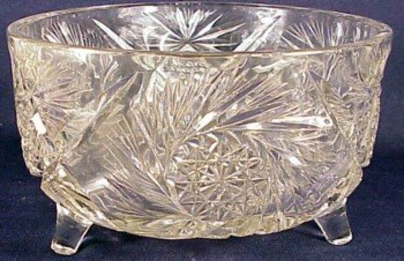 American Brilliant cut glass 3 footed fern bowl