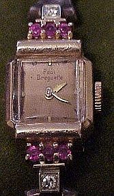 14K Rose Gold Paul Breguette diamond/ ruby watch
