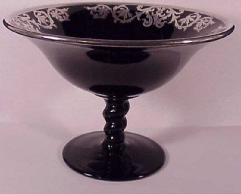 Sterling overlay ebony glass compote