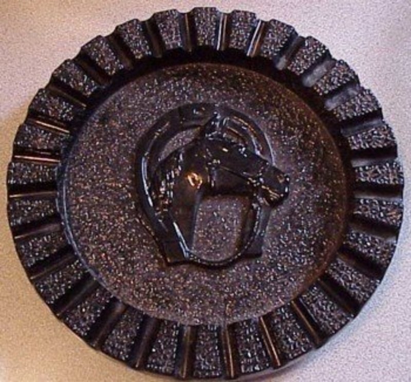 Imperial black suede two tone horse head/shoe ashtray