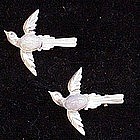 Sterling  blue bird  faux moonstone belly scatter pin