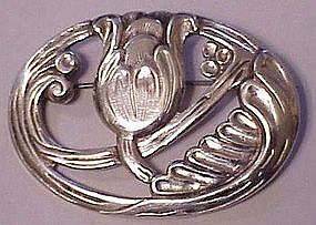 Sterling Floral form tulip Brooch / pin (Birks)