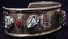 Navajo 1 " watch cuff with turquoise and coral