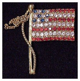 Rhinestone stars & stripes flag pin Pole and Halyard