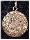 Vintage gold filled round locket  & 16" chain