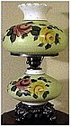 Victorian hand painted yellow and red rose table lamp