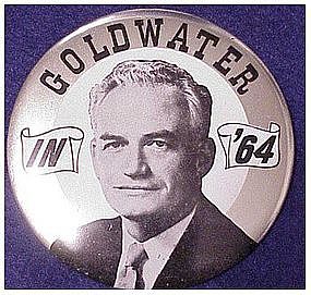 Large Goldwater political button 1964