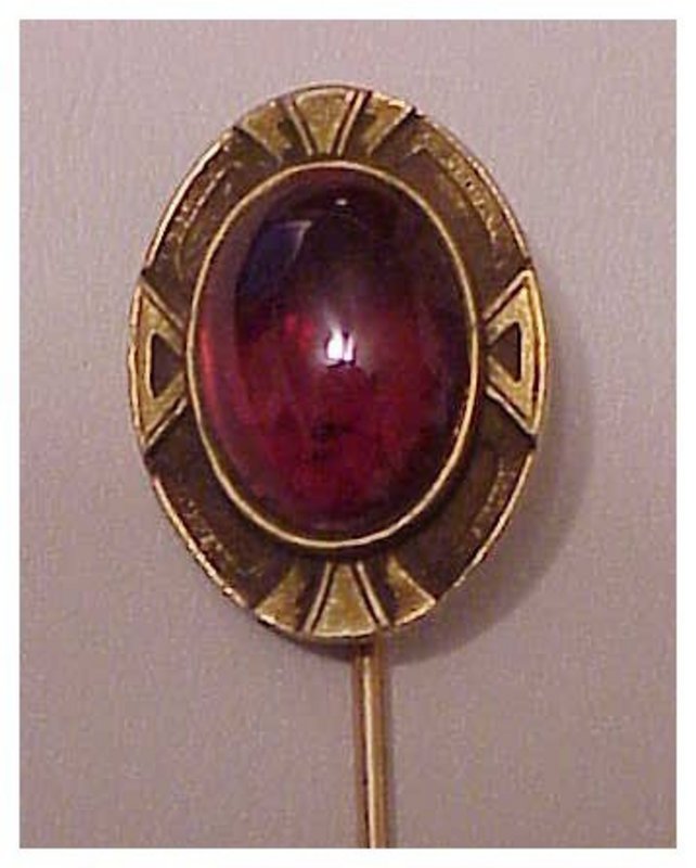 14K Art Nouveau Garnet Stickpin  (2 1/2")