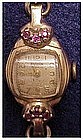 14K rose gold Roamer ruby lady's wristwatch