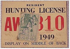 Ohio 1949 resident hunting  & trapping license