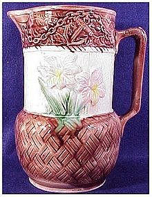 Majolica floral & anchor pitcher (8.25")-Victorian