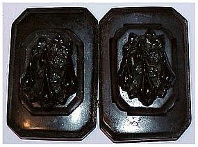 Whitby jet Victorian hand carved floral belt buckle