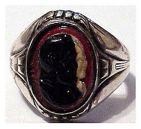Sterling double cameo triplet ring -Victorian