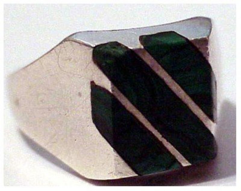Mexican sterling malachite ring  size 8.75