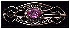 14K Art Nouveau seed pearl and pink topaz bar pin